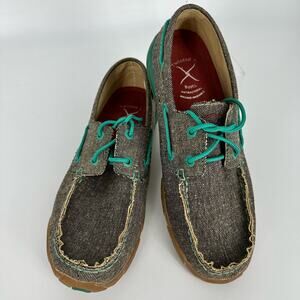 Twisted X Eco loafers womens boat shoes gray teal 8